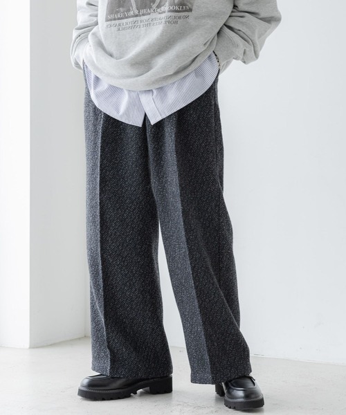 RAGEBLUE（レイジブルー）の「センタープレス/ツイードタッチワイドストレートパンツ（スラックス・メンズ・グレー系その他/ブラウン系その他・SMALL/LARGE/MEDIUM）」の2枚目の写真