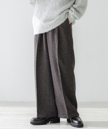 センタープレス/ツイードタッチワイドストレートパンツ