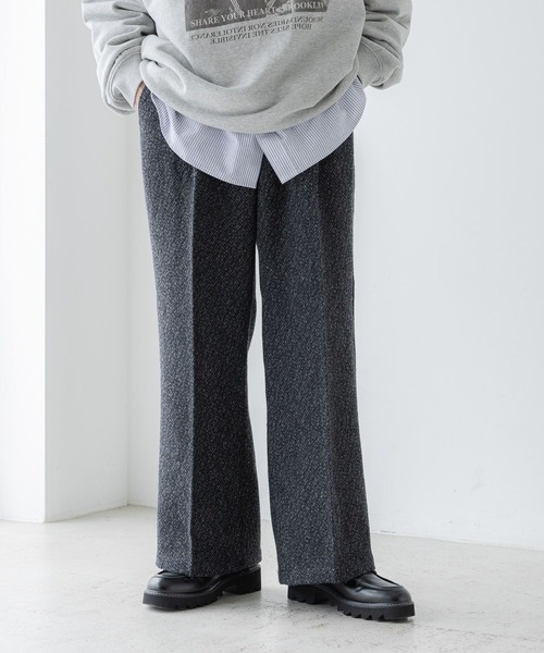 RAGEBLUE（レイジブルー）の「センタープレス/ツイードタッチワイドストレートパンツ（スラックス・メンズ・グレー系その他/ブラウン系その他・SMALL/LARGE/MEDIUM）」の5枚目の写真