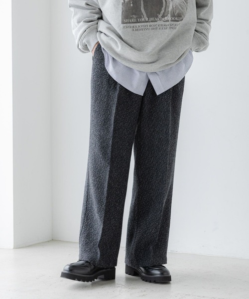 RAGEBLUE（レイジブルー）の「センタープレス/ツイードタッチワイドストレートパンツ（スラックス・メンズ・グレー系その他/ブラウン系その他・SMALL/LARGE/MEDIUM）」の6枚目の写真