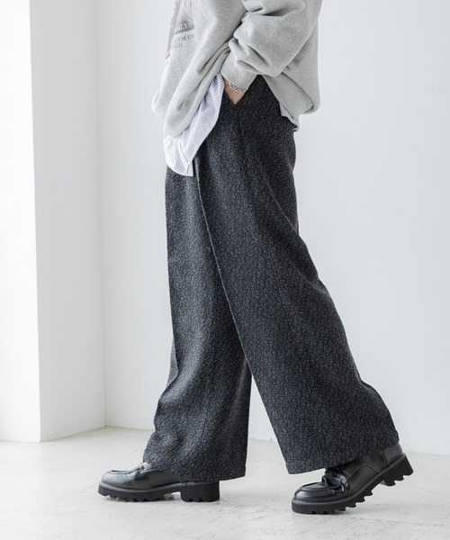 RAGEBLUE（レイジブルー）の「センタープレス/ツイードタッチワイドストレートパンツ（スラックス・メンズ・グレー系その他/ブラウン系その他・SMALL/LARGE/MEDIUM）」の7枚目の写真
