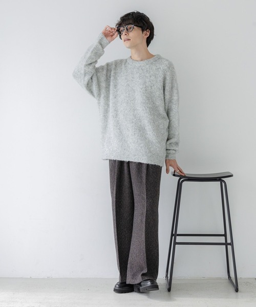 RAGEBLUE（レイジブルー）の「センタープレス/ツイードタッチワイドストレートパンツ（スラックス・メンズ・グレー系その他/ブラウン系その他・SMALL/LARGE/MEDIUM）」の8枚目の写真