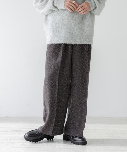 RAGEBLUE（レイジブルー）の「センタープレス/ツイードタッチワイドストレートパンツ（スラックス・メンズ・グレー系その他/ブラウン系その他・SMALL/LARGE/MEDIUM）」の9枚目の写真