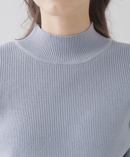 couture brooch（クチュールブローチ）の「◆【プチプラ・フェミニンもカジュアルも】サステナブル　バックパール調プチフリルリブ（ニット/セーター・レディース・ブラック/ベビーピンク/サックスブルー/オフホワイト/チャコールグレー・34/38/42）」の7枚目の写真