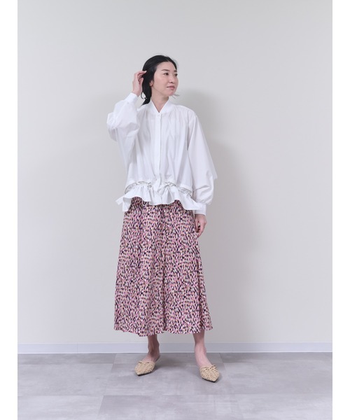 DOLLUPOOPS(ドールアップウップス)の「幾何学柄プリントフレアスカート(スカート・レディース・オレンジ/グリーン・38)」の8枚目の写真