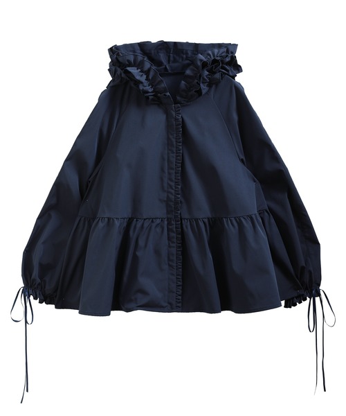 フード付き ペプラムパーカー Mサイズ ギャザーペプラムジップアップ