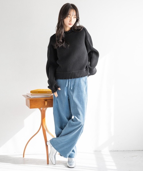 LOWRYS FARM（ローリーズファーム）の「コーデュロイワイドパンツ　252736（その他パンツ・レディース・アイボリー/ピンク/チャコールグレー/ブルー・MEDIUM/LARGE）」の5枚目の写真