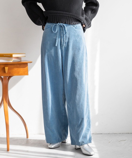 LOWRYS FARM（ローリーズファーム）の「コーデュロイワイドパンツ　252736（その他パンツ・レディース・アイボリー/ピンク/チャコールグレー/ブルー・MEDIUM/LARGE）」の6枚目の写真