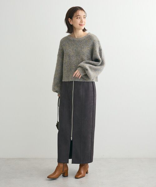 ELENCARE DUE（エレンカーレデュエ）の「・ELENCARE DUE スエードポンチZIPスカート（スカート・レディース・グレイッシュベージュ/アイボリー/ピンク/チャコールグレー・FREE）」の6枚目の写真