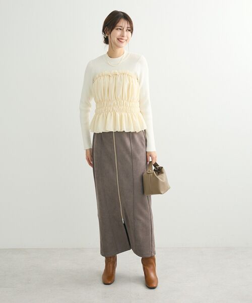 ELENCARE DUE（エレンカーレデュエ）の「・ELENCARE DUE スエードポンチZIPスカート（スカート・レディース・グレイッシュベージュ/アイボリー/ピンク/チャコールグレー・FREE）」の16枚目の写真