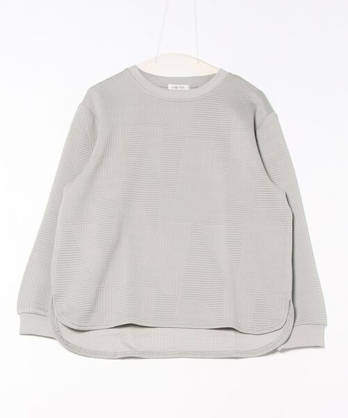 BELLUNA PLUS(ベルーナ)の「ふくれジャカードキルトプルオーバー(Tシャツ/カットソー・レディース・グレー/ブラック・MEDIUM/LARGE/X-LARGE)」の1枚目の写真