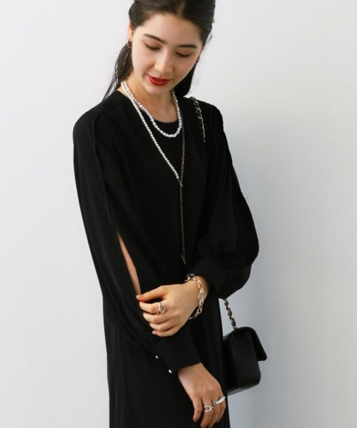 saloon（サルーン）の「SALOON(サルーン)/袖スリットワンピース  《セレモニー/オケージョン/結婚式》（ワンピース・レディース・ブラック/ライトベージュ・FREE）」の9枚目の写真