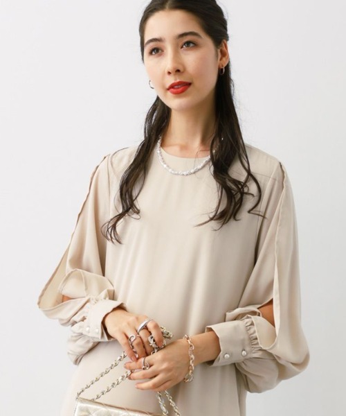 saloon（サルーン）の「SALOON(サルーン)/袖スリットワンピース  《セレモニー/オケージョン/結婚式》（ワンピース・レディース・ブラック/ライトベージュ・FREE）」の17枚目の写真