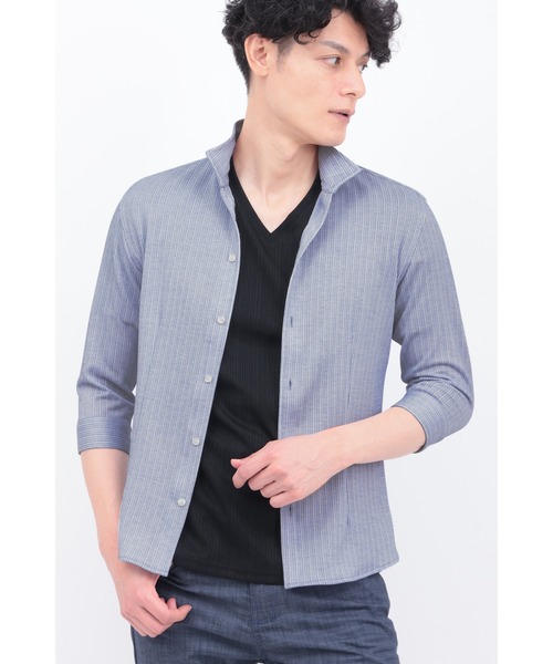 トルネードマート（TORNADO MART）/ZERO by TORNADO MART∴ランダムテレコ7分袖シャツ セール】ZERO by TORNADO MART∴ランダムテレコ7分袖シャツ（シャツ