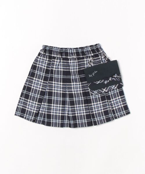 KP(ケーピー)の「移動ポケット付きT/Rチェックスカパン(100~160)(スカート・キッズ・ネイビー/サックスブルー・100cm/110cm/120cm/130cm/140cm/150cm/160cm)」の2枚目の写真