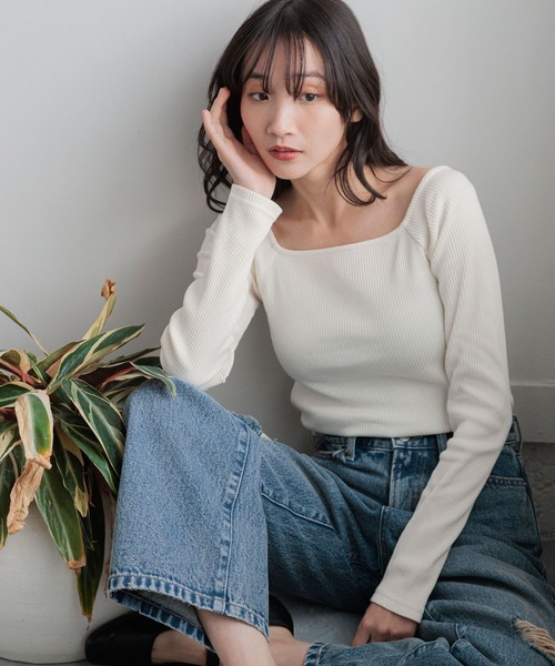 LOWRYS FARM（ローリーズファーム）の「リブタイトＬＳ 252821（Tシャツ/カットソー・レディース・その他/ブラック/グリーン/アイボリー・FREE）」の2枚目の写真