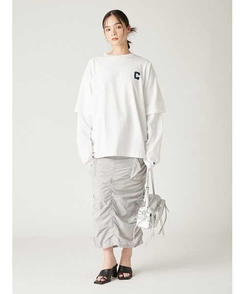 FRAY I.D(フレイアイディー)の「【Champion】シャーリングストレートスカート(スカート・レディース・グレー/ブラック・0/1)」の20枚目の写真