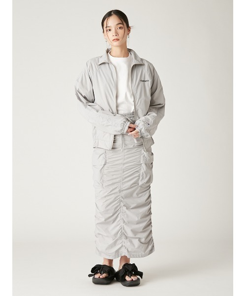 【Champion】シャーリングストレートスカート　Mサイズ Champion】シャーリングストレートスカート(ロングスカート