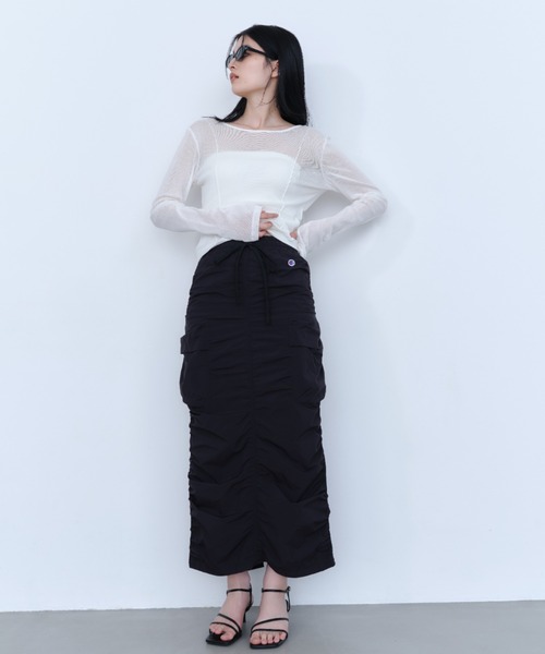 【Champion】シャーリングストレートスカート　Mサイズ セール】【Champion】シャーリングストレートスカート（スカート