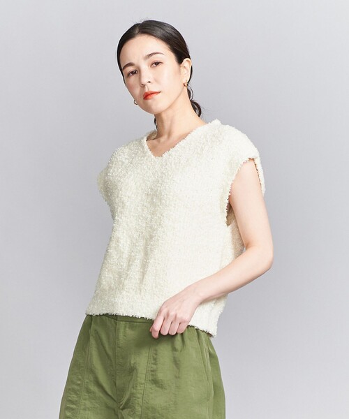 H BEAUTY&YOUTH◆ベスト/--/ポリエステル/BRW/無地/1621-299-1525 Cut & Sewn｜TOPS｜エイチ ビューティー＆ユース（H