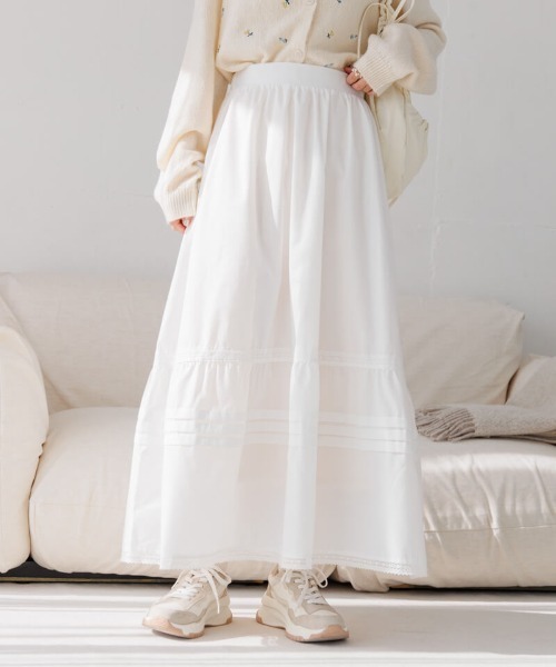flower（フラワー）の「コットンタックスカート（スカート・レディース・ホワイト・FREE）」の10枚目の写真