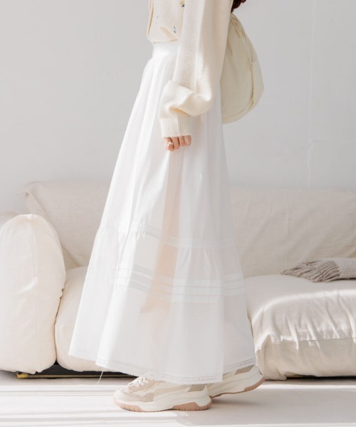 flower（フラワー）の「コットンタックスカート（スカート・レディース・ホワイト・FREE）」の11枚目の写真