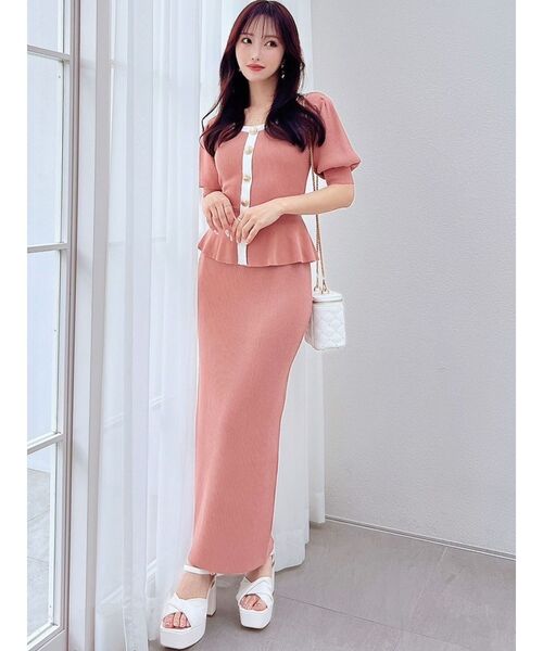 RESEXXY（リゼクシー）の「リブニットペンシルスカート【セットアップ着用可能】（スカート・レディース・オレンジ/ブルー/ブラック・FREE）」の4枚目の写真