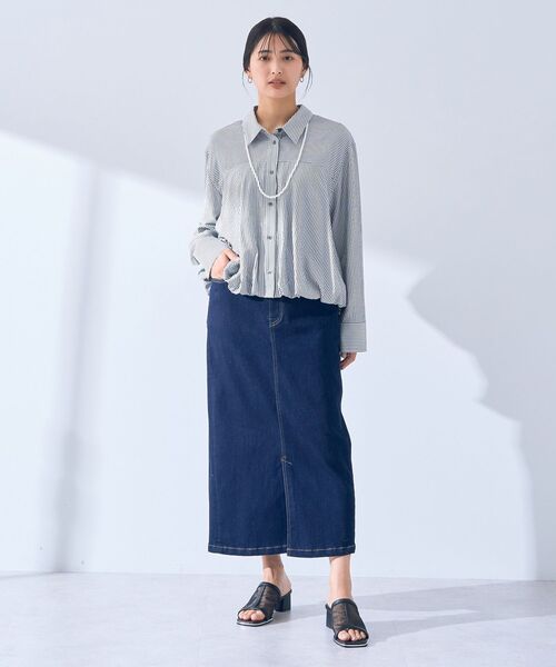 YECCA VECCA(イェッカヴェッカ)の「ハイウエストデニムスカート(デニムスカート・レディース・インディゴブルー/ダークインディゴブルー・S/M)」の13枚目の写真