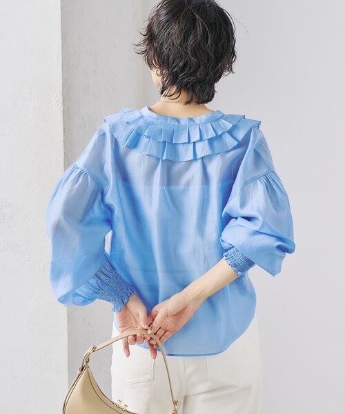 新品　ブラウス　NOLLY'Sノーリーズ　ラッフル衿　シアー　フェミニン　リボン ラッフル衿シアーブラウス | NOLLEY'S(ノーリーズ)レディース