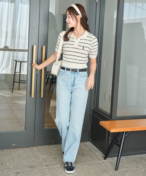 U.S. POLO ASSN.（ユーエスポロアッスン）の「∴WEGO/U.S. POLO ASSN.別注コンパクトサマーニットポロシャツ（ポロシャツ・レディース・アイボリー/ホワイト系その他5/グレー・FREE）」の10枚目の写真