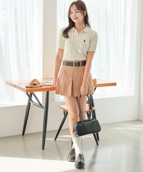 U.S. POLO ASSN.（ユーエスポロアッスン）の「∴WEGO/U.S. POLO ASSN.別注コンパクトサマーニットポロシャツ（ポロシャツ・レディース・アイボリー/ホワイト系その他5/グレー・FREE）」の9枚目の写真