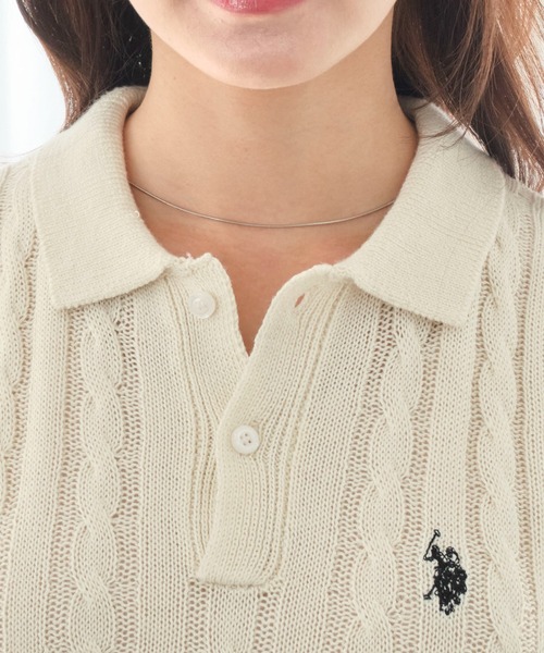 U.S. POLO ASSN.（ユーエスポロアッスン）の「∴WEGO/U.S. POLO ASSN.別注コンパクトサマーニットポロシャツ（ポロシャツ・レディース・アイボリー/ホワイト系その他5/グレー・FREE）」の12枚目の写真
