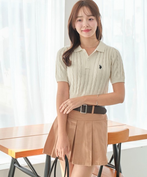 U.S. POLO ASSN.（ユーエスポロアッスン）の「∴WEGO/U.S. POLO ASSN.別注コンパクトサマーニットポロシャツ（ポロシャツ・レディース・アイボリー/ホワイト系その他5/グレー・FREE）」の17枚目の写真