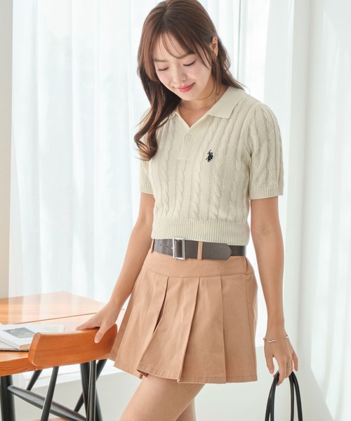 U.S. POLO ASSN.（ユーエスポロアッスン）の「∴WEGO/U.S. POLO ASSN.別注コンパクトサマーニットポロシャツ（ポロシャツ・レディース・アイボリー/ホワイト系その他5/グレー・FREE）」の18枚目の写真