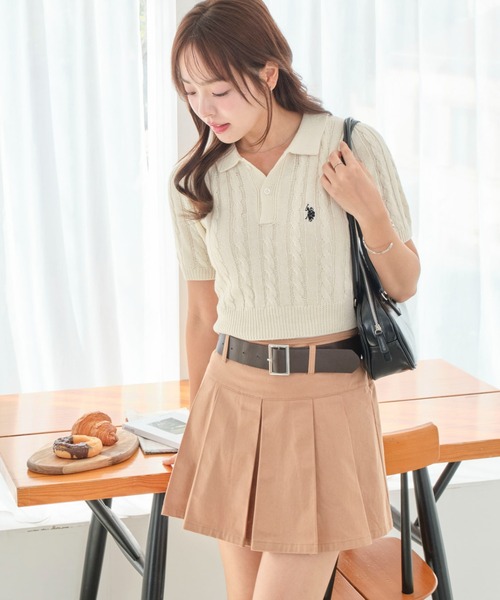 U.S. POLO ASSN.（ユーエスポロアッスン）の「∴WEGO/U.S. POLO ASSN.別注コンパクトサマーニットポロシャツ（ポロシャツ・レディース・アイボリー/ホワイト系その他5/グレー・FREE）」の19枚目の写真