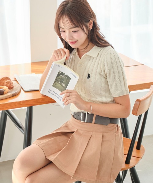 U.S. POLO ASSN.（ユーエスポロアッスン）の「∴WEGO/U.S. POLO ASSN.別注コンパクトサマーニットポロシャツ（ポロシャツ・レディース・アイボリー/ホワイト系その他5/グレー・FREE）」の21枚目の写真