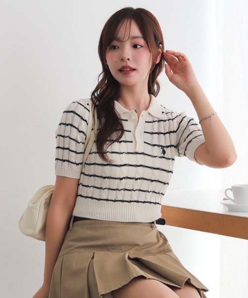 U.S. POLO ASSN.(ユーエスポロアッスン)の「∴WEGO/【26年春夏 待望の再入荷☆】U.S. POLO ASSN.別注コンパクトサマーニットポロシャツ(ポロシャツ・レディース・アイボリー/ホワイト系その他5/グレー・FREE)」の19枚目の写真