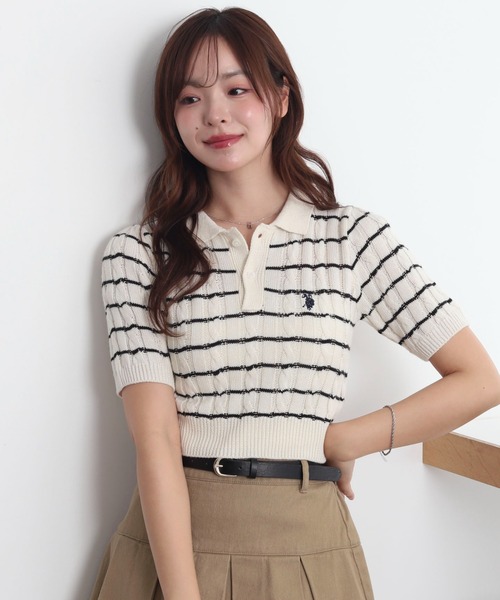 U.S. POLO ASSN.(ユーエスポロアッスン)の「∴WEGO/【26年春夏 待望の再入荷☆】U.S. POLO ASSN.別注コンパクトサマーニットポロシャツ(ポロシャツ・レディース・アイボリー/ホワイト系その他5/グレー・FREE)」の16枚目の写真