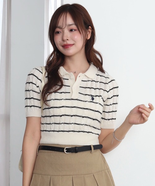 U.S. POLO ASSN.(ユーエスポロアッスン)の「∴WEGO/【26年春夏 待望の再入荷☆】U.S. POLO ASSN.別注コンパクトサマーニットポロシャツ(ポロシャツ・レディース・アイボリー/ホワイト系その他5/グレー・FREE)」の14枚目の写真