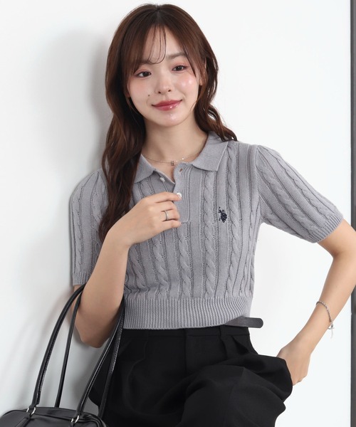 U.S. POLO ASSN.(ユーエスポロアッスン)の「∴WEGO/【26年春夏 待望の再入荷☆】U.S. POLO ASSN.別注コンパクトサマーニットポロシャツ(ポロシャツ・レディース・アイボリー/ホワイト系その他5/グレー・FREE)」の10枚目の写真