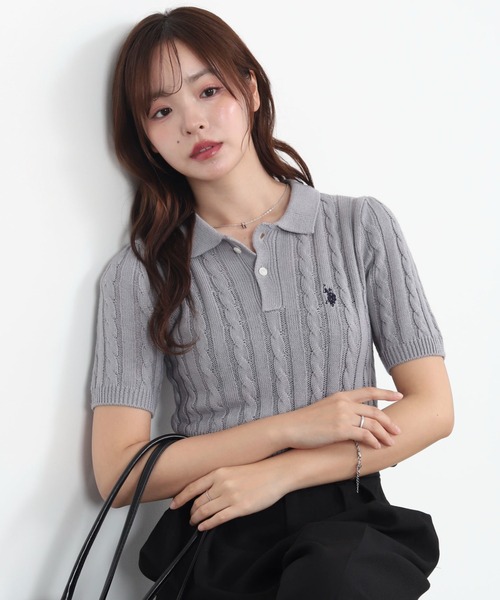 U.S. POLO ASSN.(ユーエスポロアッスン)の「∴WEGO/【26年春夏 待望の再入荷☆】U.S. POLO ASSN.別注コンパクトサマーニットポロシャツ(ポロシャツ・レディース・アイボリー/ホワイト系その他5/グレー・FREE)」の8枚目の写真