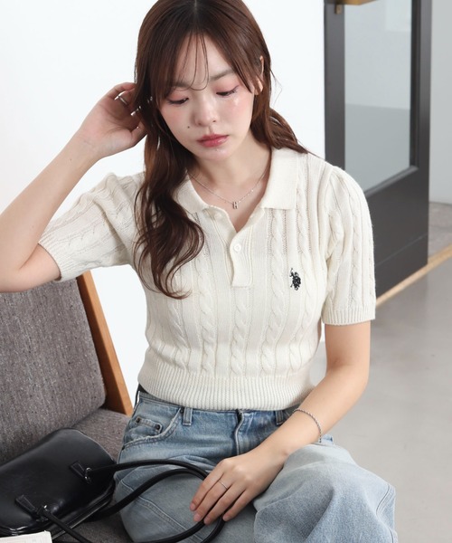 U.S. POLO ASSN.(ユーエスポロアッスン)の「∴WEGO/【26年春夏 待望の再入荷☆】U.S. POLO ASSN.別注コンパクトサマーニットポロシャツ(ポロシャツ・レディース・アイボリー/ホワイト系その他5/グレー・FREE)」の22枚目の写真