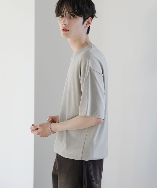 ASTRONOMY（アストロノミー）の「Buyer's Select/【接触冷感・吸水速乾・UVカット】ドローストリング半袖Ｔシャツ（Tシャツ/カットソー・メンズ・スミクロ/サックスブルー系/グレイッシュベージュ/オフホワイト/グレー・M/L/LL）」の21枚目の写真