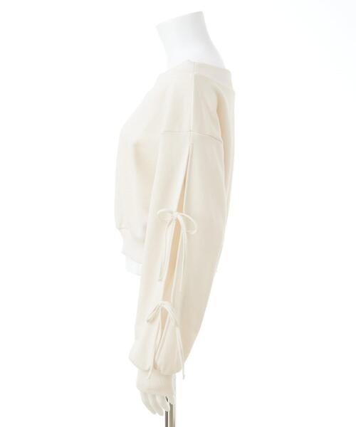 INGNI（イング）の「袖リボンオフショルショートスウェットトップス（スウェット・レディース・グレー/アイボリー/ブラック・M）」の14枚目の写真