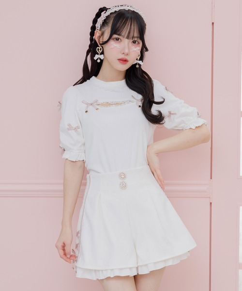 ROJITA(ロジータ)の「デコルテ開きリボンテレコトップス(Tシャツ/カットソー・レディース・ホワイト/ブラック/ベージュ・FREE)」の8枚目の写真
