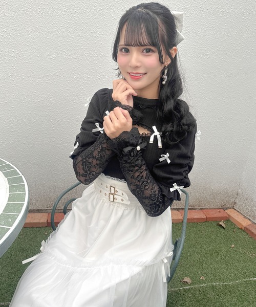 ROJITA(ロジータ)の「デコルテ開きリボンテレコトップス(Tシャツ/カットソー・レディース・ホワイト/ブラック/ベージュ・FREE)」の12枚目の写真