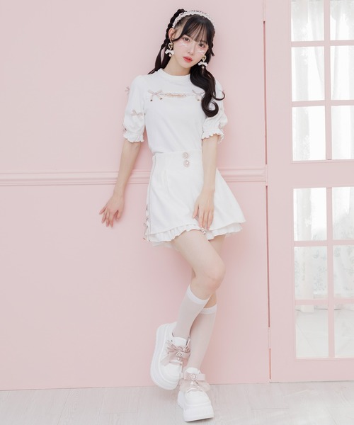 ROJITA(ロジータ)の「デコルテ開きリボンテレコトップス(Tシャツ/カットソー・レディース・ホワイト/ブラック/ベージュ・FREE)」の5枚目の写真
