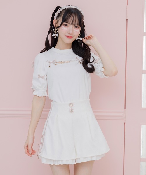 ROJITA(ロジータ)の「デコルテ開きリボンテレコトップス(Tシャツ/カットソー・レディース・ホワイト/ブラック/ベージュ・FREE)」の9枚目の写真