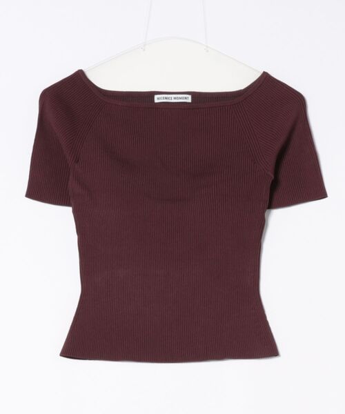 Chaos（カオス）の「Chaos(カオス)/◇NICENICE MOMENT◇オープンショルダーハーフスリーブニットトップス（Tシャツ/カットソー・レディース・チャコールグレー/ブラック/ボルドー/ブラウン・S/A-C/S）」の4枚目の写真