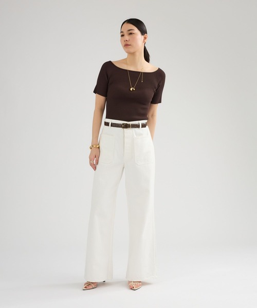 Chaos（カオス）の「Chaos(カオス)/◇NICENICE MOMENT◇オープンショルダーハーフスリーブニットトップス（Tシャツ/カットソー・レディース・チャコールグレー/ブラック/ボルドー/ブラウン・S/A-C/S）」の7枚目の写真